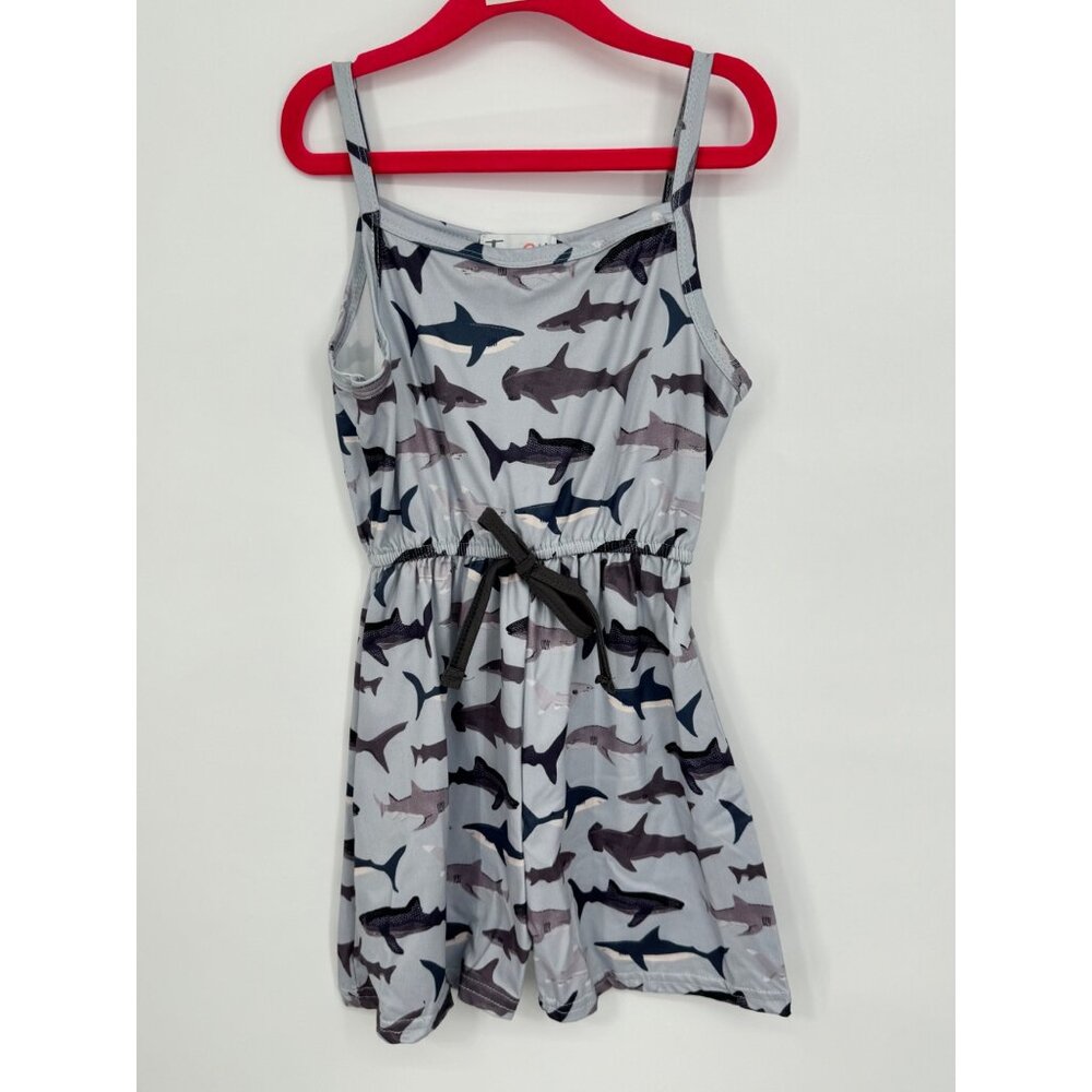 Girls Boutique Size 6/7 Sharks Shorts Romper Gray with Sharks New With Tags